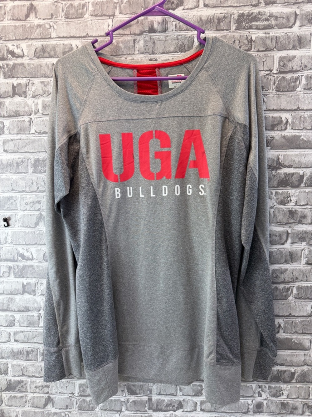UGA Bulldogs Gray Pullover Sweatshiwith Red Logo